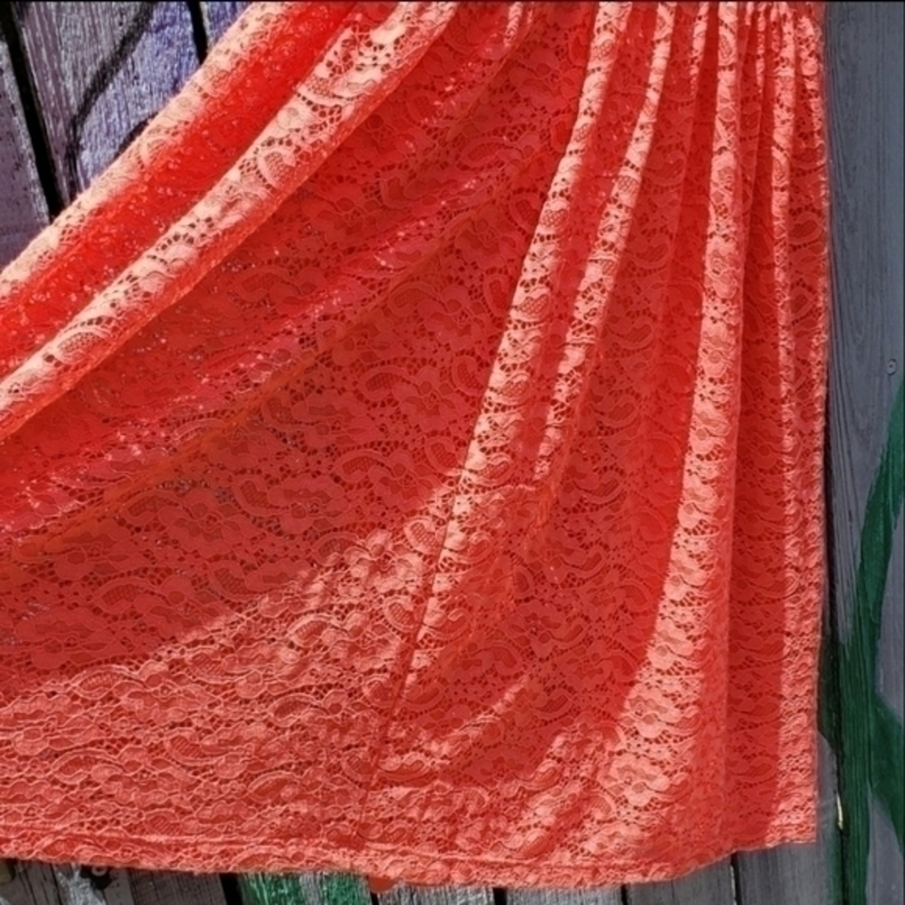 Jessica Simpson Coral Scoop Lace Mini Cocktail Dress Size 10 - Picture 5 of 11
